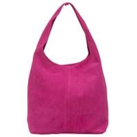 VERA PELLE torebka damska zamszowa worek z suwakiem na ramię V726 fuksja