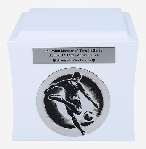 Urna na prochy z piłkarzem Biały / Wzór1 / Tabliczka na Arena.pl