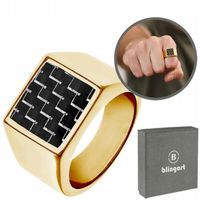 Sygnet męski pozłacany gładki RETRO PUNK ozdobny STAL chirurgiczna