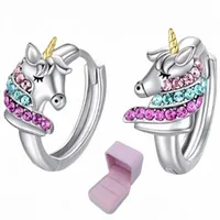 SREBRNE KOLCZYKI JEDNOROŻCE 925 DLA DZIEWCZYNKI