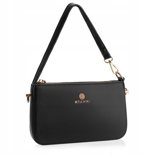 BETLEWSKI Mała torebka wizytowa kopertówka dwa paski wygodna sztywna na Arena.pl