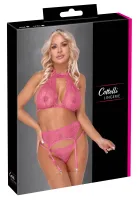 cottelli lingerie komplet bielizny koronkowej rożowy l/xl z pasem