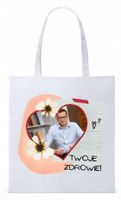 Mateusz Morawiecki Pis Torba Eco Biała Shopper Z Nadrukiem Ze Zdjęciem