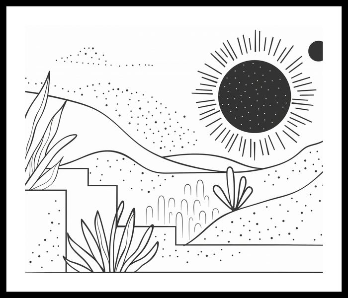 Plakat 60x50cm Linearny Pejzaż zdjęcie 3