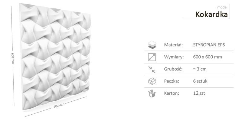 Dekoracyjne Panele Ścienne 60x60 - KOKARDA zdjęcie 7