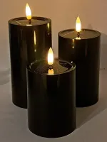 Świeca solarna LED 7.5cm czarna wodoodporna z efektem płomienia Rozmiar - S