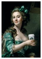 Obraz na płótnie dama z kawą portret pop art 80x120 cm