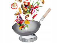 2w1 HQ WOK CHIŃSKI PATELNIA KUTA STALOWA 40CM + PIERŚCIEŃ PODSTAWKA DO WOKA