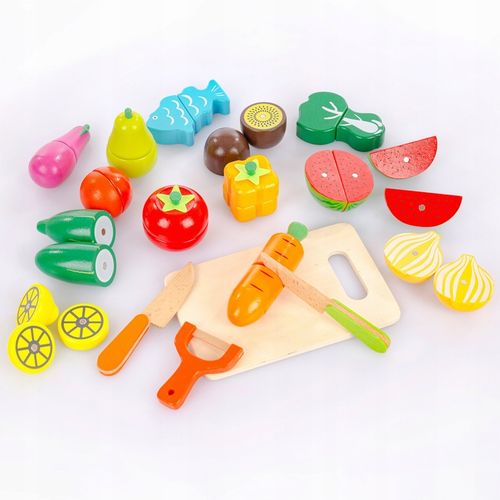 DREWNIANE WARZYWA OWOCE DO KROJENIA NA MAGNES DLA DZIECI ZESTAW XXL na Arena.pl