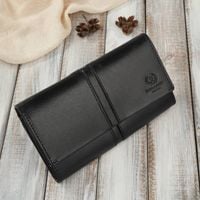 portfel damski skórzany duży czarny z ochroną