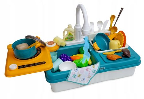 ZLEW ZLEWOZMYWAK kuchenka kuchnia dla dzieci palnik kran z wodą GARNKI 31el na Arena.pl