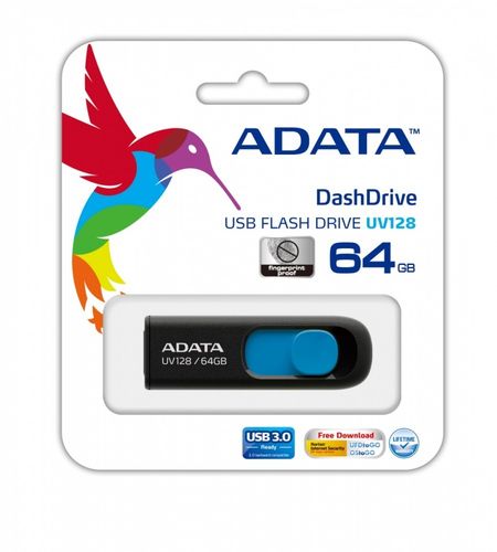 Adata DashDrive UV128 64GB USB3.0 czarno - niebieski na Arena.pl