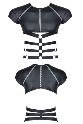 męski t shirt z wetlooka z dekoracyjnymi wstawkami z taśmy i gumy s na Arena.pl