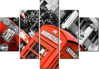 70 100CM OBRAZ 5 ELEM LONDYN CZERWONA BUDKA TELEFONICZNA DRUK PŁÓTNO