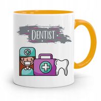 Kubek Żółty Prezent Dentysty Stomatologa Dentist Z Nadrukiem Ze Zdjęciem