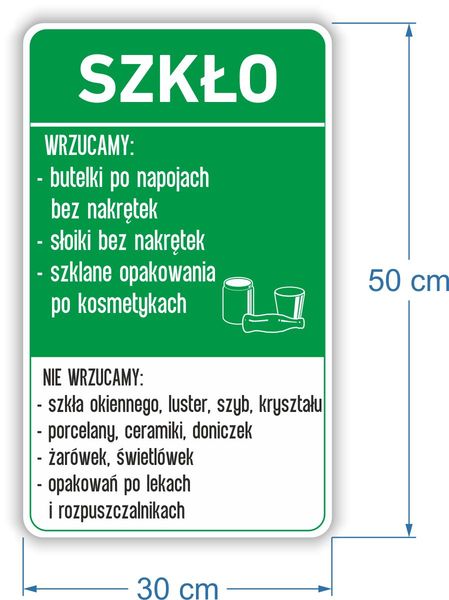 NAKLEJKA NA KOSZ kontener SZKŁO segregacja 50cm zdjęcie 2