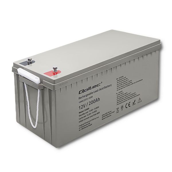 Qoltec Akumulator AGM | 12V | 200Ah | max. 3000A zdjęcie 1