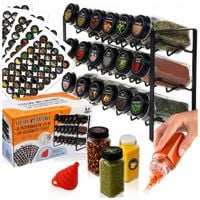 18x POJEMNIKI NA PRZYPRAWY STOJAK PRZYPRAWNIK NAKLEJKI NA PRZYPRAWY