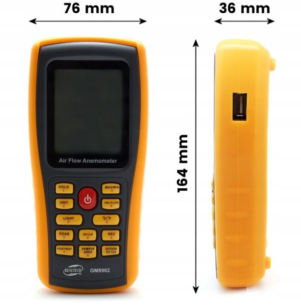 ANEMOMETR WIATROMIERZ MIERNIK WIATRU DO KLIMATYZACJI próg startu 0,5m/s USB zdjęcie 4