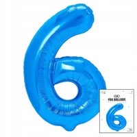 BALON FOLIOWY CYFRĄ CYFERKA 6 NIEBIESKA NA IMPREZE URODZINOWĄ 40cm