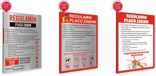 REGULAMIN PLACU ZABAW TABLICZKA INFORMACYJNA ALUMINIOWA na Arena.pl