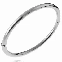 ELEGANCKA OWALNA SREBRNA SZTYWNA OTWIERANA SREBRNA GŁADKA BRANSOLETA 4MM