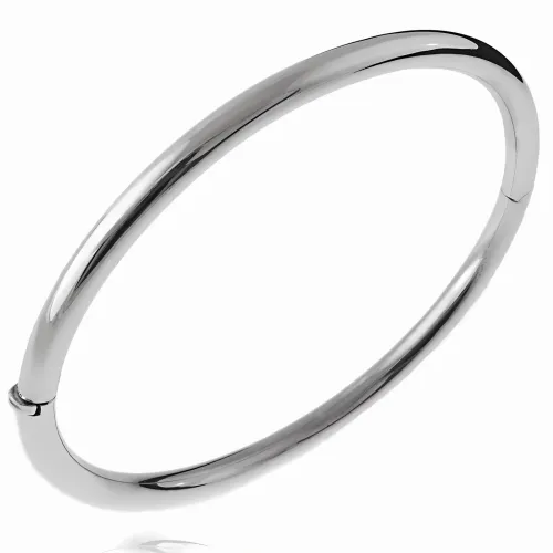 ELEGANCKA OWALNA SREBRNA SZTYWNA OTWIERANA SREBRNA GŁADKA BRANSOLETA 4MM na Arena.pl