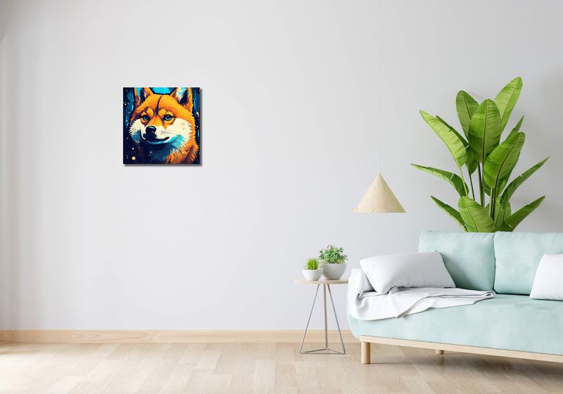 Obraz 40x40cm Lisek w Kosmosie zdjęcie 2