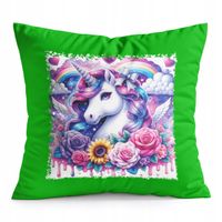 PODUSZKA ZIELONA PREZENT - JEDNOROŻEC UNICORN KOŃ
