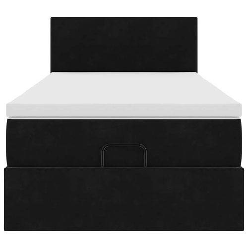 Łóżko Ottoman z materacem i LED, czarny, 80x200cm, aksamit na Arena.pl