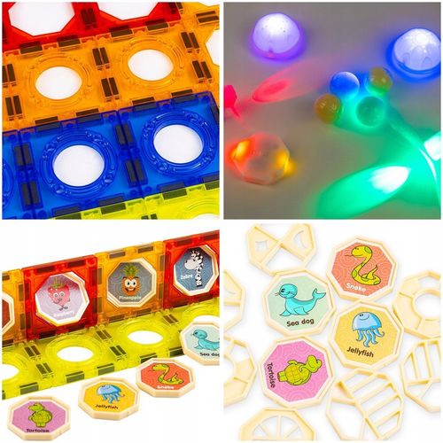 KLOCKI MAGNETYCZNE KONSTRUKCYJNE ŚWIECĄCY TOR PANELE 75 elementów na Arena.pl