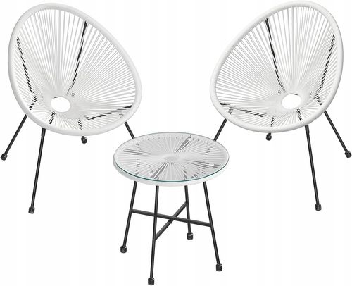 Zestaw stolik 2x krzesła ogrodowe białe do ogrodu na Arena.pl