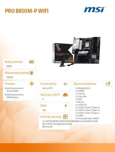 Płyta główna MSI PRO B850M-P WIFI na Arena.pl