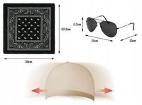 PRZEBRANIE AKCESORIA RETRO LATA 70 i 80 BANDANA BANDANY OKULARY PERUKA
