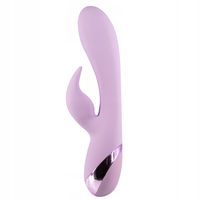 Wibrator silikonowy, króliczek, podwójna stymulacja. Kolor liliowy.