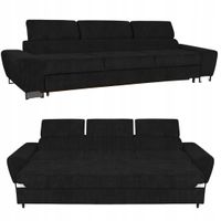 Sofa kanapa 3 os rozkładana z f. spania Savio Family meble czarny sztruks