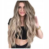 PERUKA damska BLOND długie damskie peruki WŁOSY brązowe OMBRE fale 60 cm