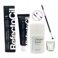 REFECTOCIL Henna żelowa CZARNA 1 + Woda 3% w płynie + Pędzelek Kieliszek