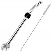 Yerba Mate Bombilla z Kamieniem Czarna + Czyścik