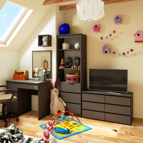 Komoda do salonu CL 100 cm 6 szuflad mała - grafit szary na Arena.pl