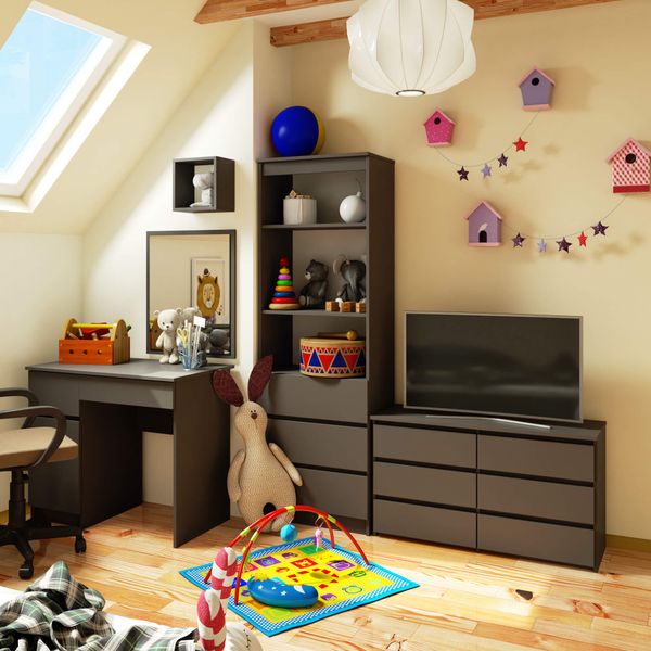 Komoda do salonu CL 100 cm 6 szuflad mała - grafit szary zdjęcie 7