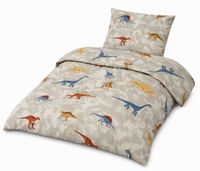 Komplet Pościel bawełniana SMUKEE KIDS Dinozaury – 160 × 200 cm szara