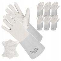 Długie rękawice robocze SPAWALNICZE skórzane KOZIA SKÓRA TIG MANKIET 6 Par