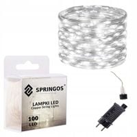 LAMPKI DRUCIKI 100 LED 13m ZEW/WEW MIKRO NA PRĄD 8 FUNKCJI ZIMNE ZASILACZ