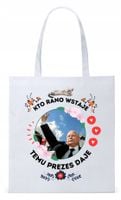 Śmieszny Pis Kaczyński Torba Eco Biała Shopper Z Nadrukiem Ze Zdjęciem
