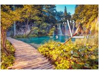 60CM 40CM ZEGAR OBRAZ JEZIORO PLITVICE JESIENIĄ DRUK PŁÓTNO RAMA