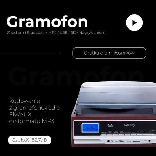 CR 1168 Gramofon z Radiem, Bluetooth, MP3, USB i Nagrywaniem na Arena.pl