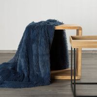 Koc narzuta TIFANY 200x220 Design91 granatowy o strukturze futra