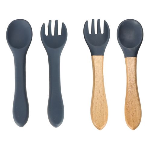 Naczynia silikonowe dla dzieci wiewiórka zestaw 9 elementów ciemny nieb na Arena.pl