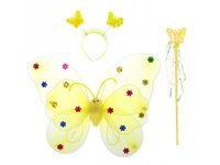 Strój motyl motylek skrzydła wróżka led kostium żółty